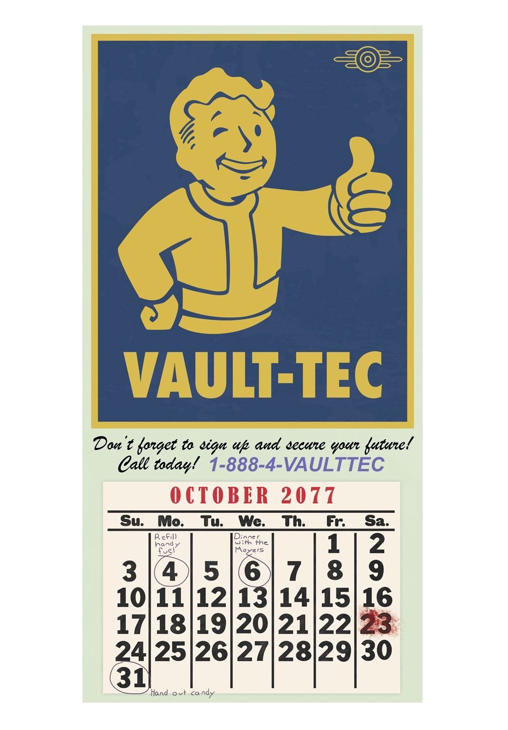 Fallout Mini-Poster "Vault-Tec-Kalender"
